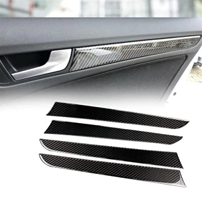 Image of KIZQYN Carbon Fiber Car Window Door Panel Trim Cover For Audi A4 B8 A5 2010 2011 2012 2013 2014 2015 2016 Accessories