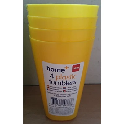 Image of 4 Pack Plastic Tumblers Pastel Yellow Party Event Picnic BBQ Buffet