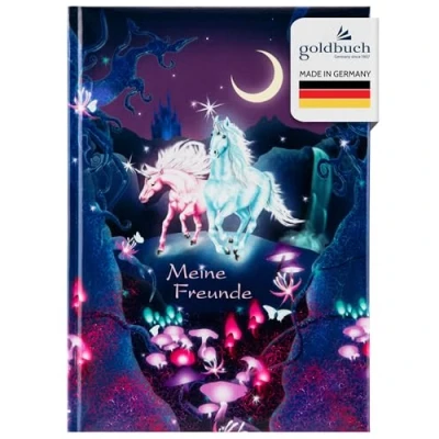Image of goldbuch Unicorn 43579 Friendship Book DIN A5 with 88 Illustrated Pages for Nursery, Hort and Primary School, Best Friends at School Time, Art Print, Purple, 70 mm