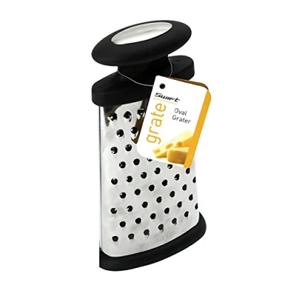 Image of Dexam Soft Grip Oval Grater with Non Slip Base, Silver, 23 cm/ 9 inch