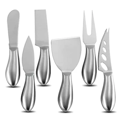 Image of VANRA 6 Pcs Stainless Steel Cheese Knife Set Cutter Slicer Fork Spreaders Tool for Restaurant/Hotel/Family…