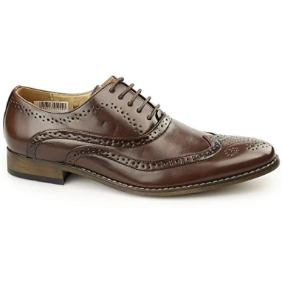 Image of Mens &#039;Goor&#039; 5 Eyelet Brogue Oxford Shoes Brown PU, UK 7 / EU 41