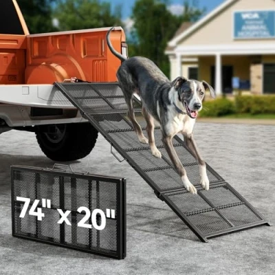Image of 190x50cm Longest Dog Ramp for Car Extra Wide Lightweight Pet Ramps Medium &amp; Large Dogs with Non Slip Mesh, Up to 400LBS, Foldable Steps Stair Get Into a SUV/Truck/RV/Bed