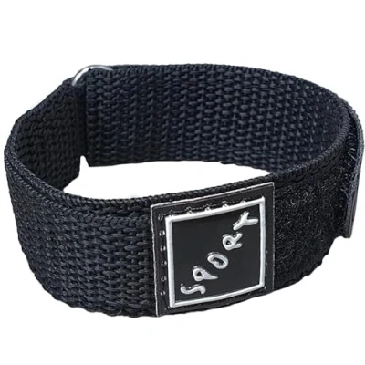 Image of Talk Time Wrap Around Hook and Loop Sports Watch Strap Band Black 14mm