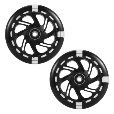 Image of Fangxuee 1Pair 120mm Children Scooter LED Lights Flashing Wheels with Bearings Front/Rear Wheels,Black