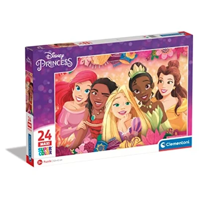 Image of Clementoni 24241 Supercolor Puzzle Disney Princess 24 Maxi Pieces, Jigsaw For Kids Age 3, Cartoon, Made In Italy