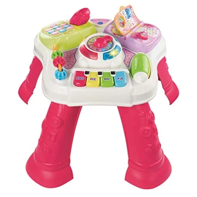 Image of VTech Play &amp; Learn Baby Activity Table,Play Centre,Educational Musical Toy with Shape Sorting,Sound Music Styles for Babies&amp;Toddlers From 6 Months+, Boys Girls,Pink,135 x 490 410 millimeters