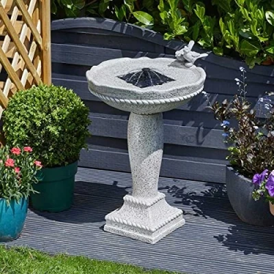Image of Solar Bird Bath Water Feature Feathered Friends