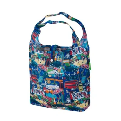 Image of ECO CHIC Lightweight Foldable Reusable Shopping Bag Water Resistant Tote (Great Britain Navy)