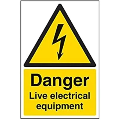 Image of V Safety Danger, Live Electrical Equipment Warning Sign 200mm x 300mm 1mm Rigid Plastic