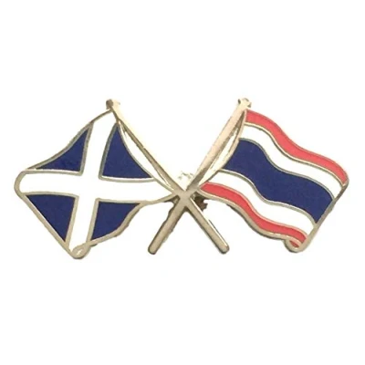 Image of SCOTLAND SALTIRE &amp; THAILAND FRIENDSHIP FLAGS NATIONAL ENAMEL LAPEL PIN BADGE