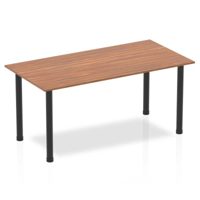 Image of Impulse 1600mm Straight Table Walnut Top Black Post Leg