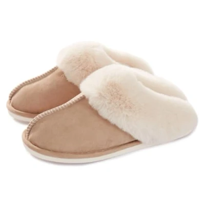 Image of Women Men Slipper Memory Foam Fluffy Slip on House Suede Fur Lined/Anti Skid Sole Indoor &amp; Outdoor Khaki 05 5.5/6.5 UK 280(42 43)
