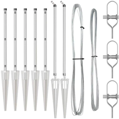 Image of vidaXL Fence Posts with Spike 7 pcs Ø32 mm 100 cm Galvanised Steel