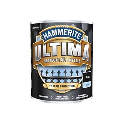 Image of Hammerite Ultima Metal Paint Smooth Black 750ml, (Pack of 1), HMMUMSBL750