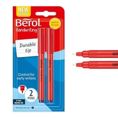 Image of Berol Handwriting Pen 0.6mm Line Blue (Pack 2)