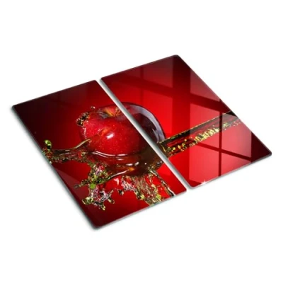 Image of Tulup Glass Chopping Board 2x30x52 cm Tempered Protection Kitchen Cutting Splashback 2x11.8x20.5 inches Apple and Water