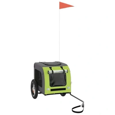 Image of vidaXL Bicycle Trailer Dog Green and Grey Oxford Fabric Iron