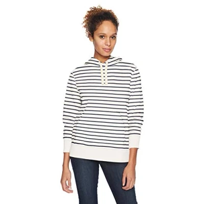 Image of Amazon Essentials Women&#039;s Fleece Pullover Hoodie (Available in Plus Size), White Stripes, M