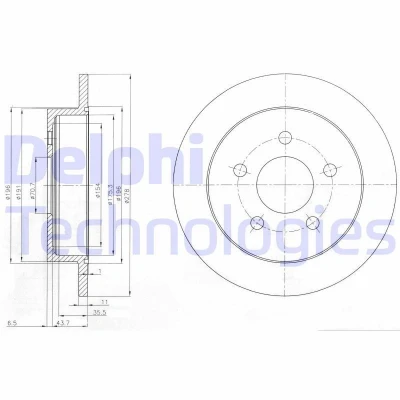 Image of 18021354 Brake disc DELPHI BG3143 279mm 11mm 5 solid Oiled
