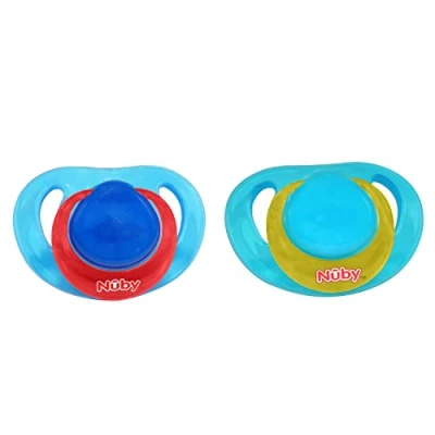 Image of 2Pcs Set of Silicone Orthodontic Dummies with Soft nubs for Newborn Babies BPA Free and Non Toxic Suitable 0 6 Months (Blue)