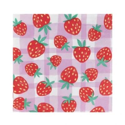 Image of Talking Tables 20 x Strawberry Themed Pink Napkins for Tea Parties, Picnics, Mother’s Day, Wimbledon Spring Table Decorations, Summer Serviettes Decoupage Eco Choice (NO Plastic) Branded