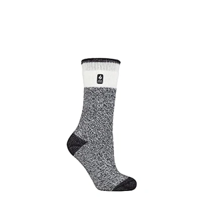 Image of Women&#039;s 1 Pair SOCKSHOP Heat Holders 2.3 TOG Patterned Thermal Socks Snowdrop Block Twist Black 4 8 Ladies