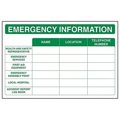 Image of V Safety Emergency Information Sign 300mm x 200mm 1mm Rigid Plastic