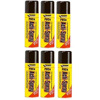 Image of 6 Pack of Everbuild PVCu ACTI Spray Adhesives Superglues &amp; Activators 200ml