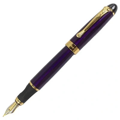 Image of Gullor Jinhao X450 Fountain Pen, Gold Trim, Medium Nib, Purple