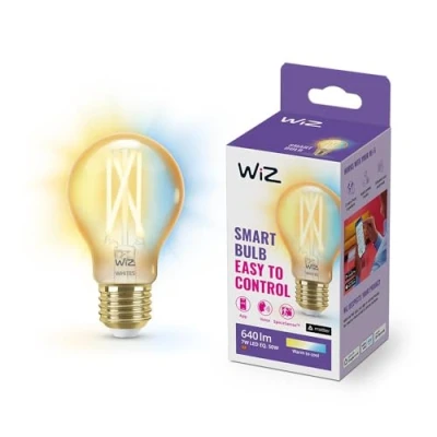 Image of WiZ Tunable White [E27 Edison Screw] Smart Connected WiFi Amber Light Bulb. 60W Warm to Cool Light, App Control for Home Indoor Lighting, Livingroom, Bedroom.