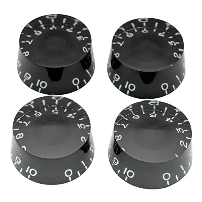 Image of Musiclily Pro Metric Size 18 Splines Speed Control Knobs for Asia Import Guitar Bass Split Shaft Pots, Black (Set of 4)