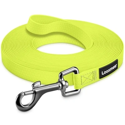 Image of Looxmeer Dog Training Lead, Sturdy Nylon Extra 3 Meters (9.8ft) Leash, Long Line for Recall, Obedience Pet Lead Leash with Storage Bag Medium Large Dogs, Neon Yellow