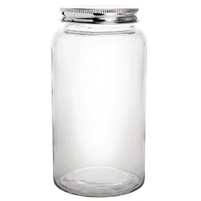 Image of Vogue CP084 Glass Jar with Stainless Steel Lid, 90 diameter x 170 mm H, 800 mL, 28 oz.