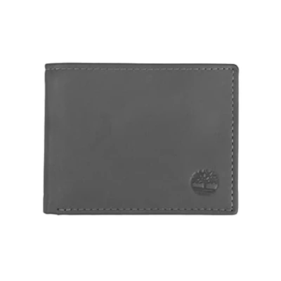 Image of Timberland mens Leather With Attached Flip Pocket Travel Accessory Bi Fold Wallet, Charcoal (Cloudy), One Size UK