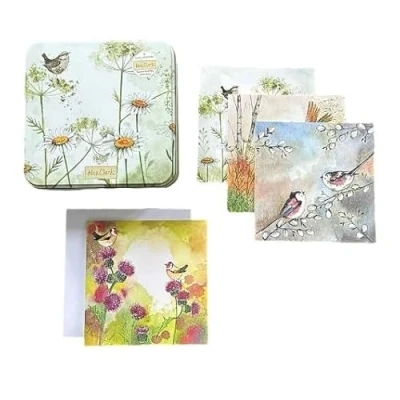 Image of Alex Clark Birds Notecards tin Flowers blank greeting cards decorative storage floral gifts note writing and stationery sets British Garden
