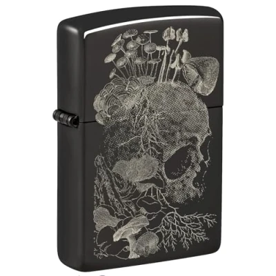 Image of ZIPPO Skull Mushroom Ebony 60006609 Laser Chrome Polished Original Lighter
