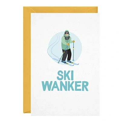 Image of Ski Wanker Birthday Card Funny Rude Profanity Husband Wife Boyfriend Girlfriend Son Daughter Friend Greeting Cards For Him Her Joke LOL