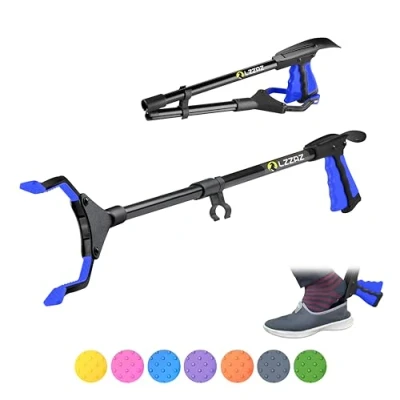 Image of LZZAZ 32&quot; Premium Litter Picker with Shoehorn, Versatile Reacher Grabber Stick for Disabled Aids, Ideal Mobility Helping Hand &amp; Pickers Adults (32&quot; Blue)