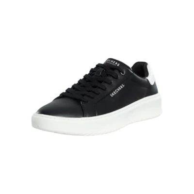 Image of Skechers Men&#039;s Court Break Suit Sneaker, Black Duraleather/White Heel Trim, 6 UK