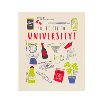 Image of UK Greetings Good Luck At University Card For Her/Female/Friend With Envelope Items Design