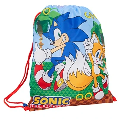 Image of Sonic The Hedgehog Drawstring Bag Gamer PE Kit Gym Boys Trainer Swimming Kids School Backpack