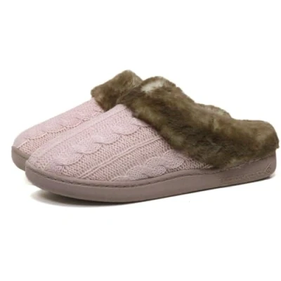 Image of Dunlop Ladies Womens Slippers Slip On Comfy Cozy Mules Memory Foam Size 3 8 (Pink Knit, UK Footwear System, Adult, Women, Numeric, Medium, 8)