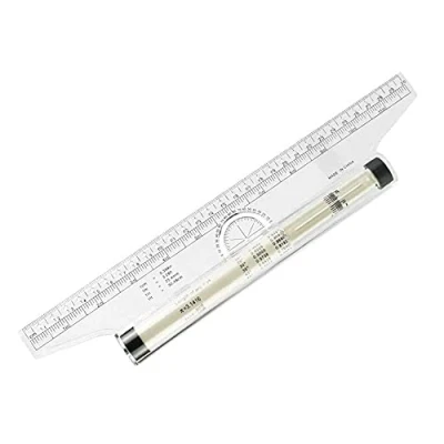 Image of KBNIAN 12 Inch Measuring Rolling Ruler Multi Purpose Scale Draw Drawing Parallel Universal Foot Angle Rulers for Vertical Line Geometry Designer Architect