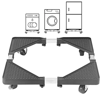 Image of Multi Functional Movable Adjustable Base with 4 Rubber Locking Swivel Wheels, Washing Machine Stand Telescopic Mobile Case Roller Dolly for Machine, Dryer, Refrigerator (60 80cm)