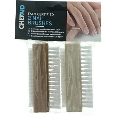 Image of Chef Aid Double Sided Wooden Nail Brushes, Brush with Cleaning Sides, Scrubbing To Clean Fingertips, Can Be Used on Fingernails And Toenails, Pack of 2