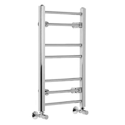Image of Warmehaus Straight Bathroom Heated Towel Warmer Radiator Rail 700 x 400 Chrome Central Heating Ladder