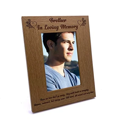 Image of ukgiftstoreonline Brother In Loving Memory Remembrance Portrait Wooden Photo Frame Gift (5 x 7 Inch)