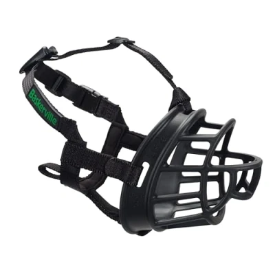 Image of Safe BASKERVILLE ULTRA MUZZLE, Size 4, Patented Humane Design, Breathable, Dog can Pant and Drink, Adjustable, Padded, Training Muzzle for Medium &amp; Large Dogs, Prevents Biting, Wildlife Scavenging