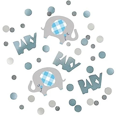 Image of Blue Floral Elephant Confetti (14g) Stunningly Unique &amp; Vibrant Party Decoration Perfect for Baby Showers, Birthdays, and Special Celebrations 1 Pack